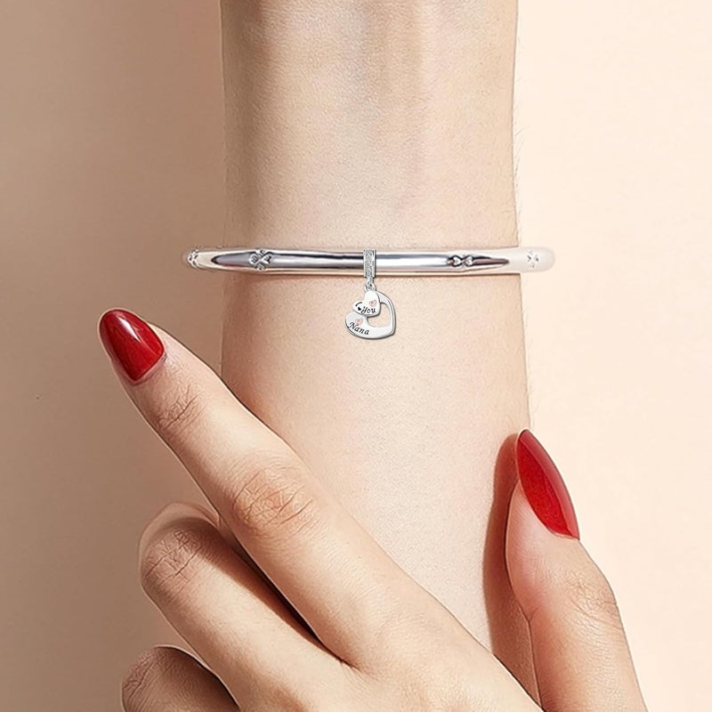 KunBead I Love You Heart Dangle Charms Compatible with Pandora Bracelet Necklace for Mom Daughter Grandma Granddaughter Nana Auntie Wife Sister Best Friend - Image 2